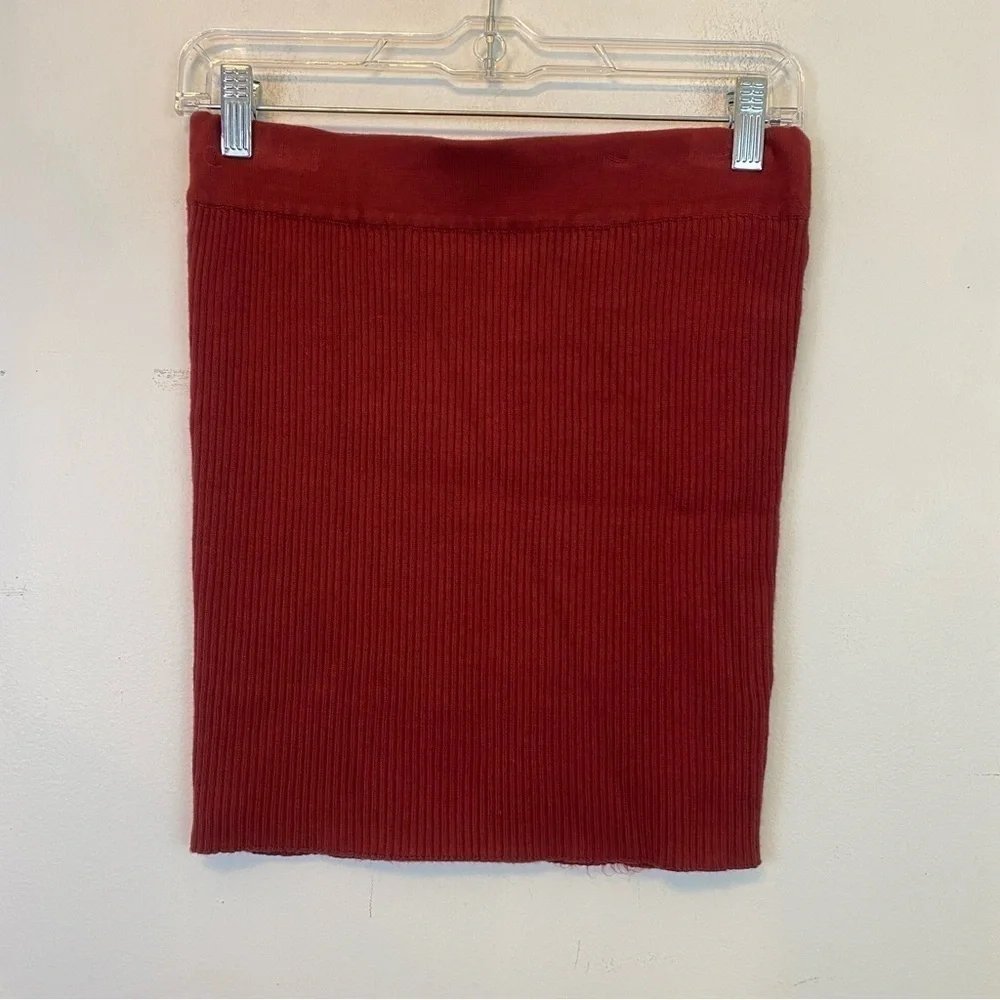 FREE PEOPLE ribbed wrap mini skirt burgundy